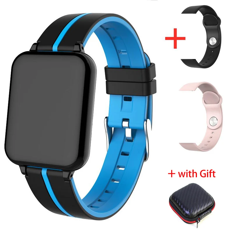 Браслет для смарт-часов фитнес-браслет монитор сердечного ритма кровяное давление спортивный режим B57 для мужчин и женщин Смарт часы наручные - Цвет: Blue with 2Strap