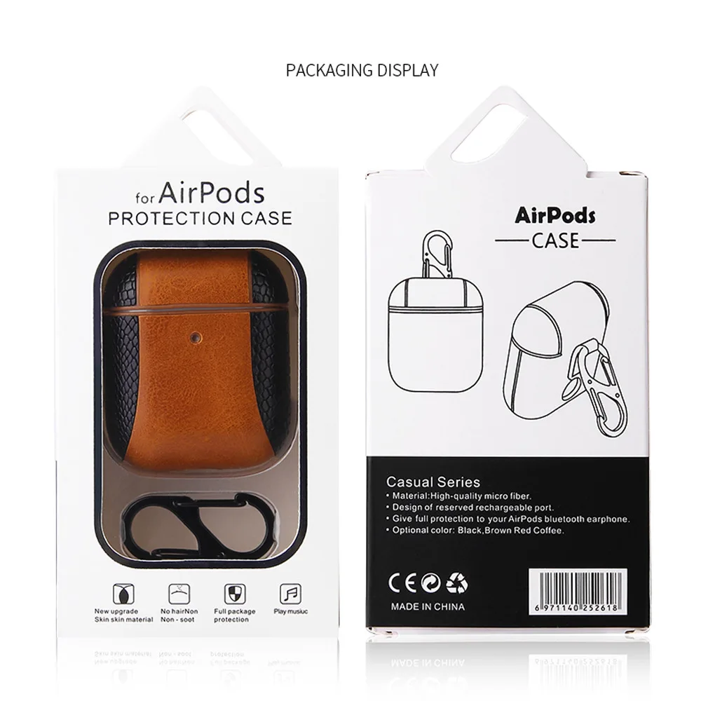 

Retro For Airpods 2 Bluetooth Wireless Headset Business PU Leather Headphone Box PC AirPod 2 Charging Case Protector Case