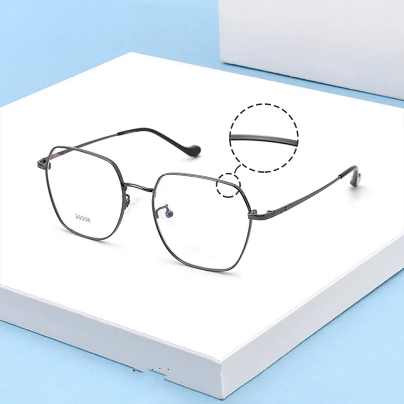 

OEYEYEO New Semi Titanium Frosted Spectacles Frame Men's Polygon Simple Retro Eyeglasses Ladies Literary Trend Eyewears DM26008