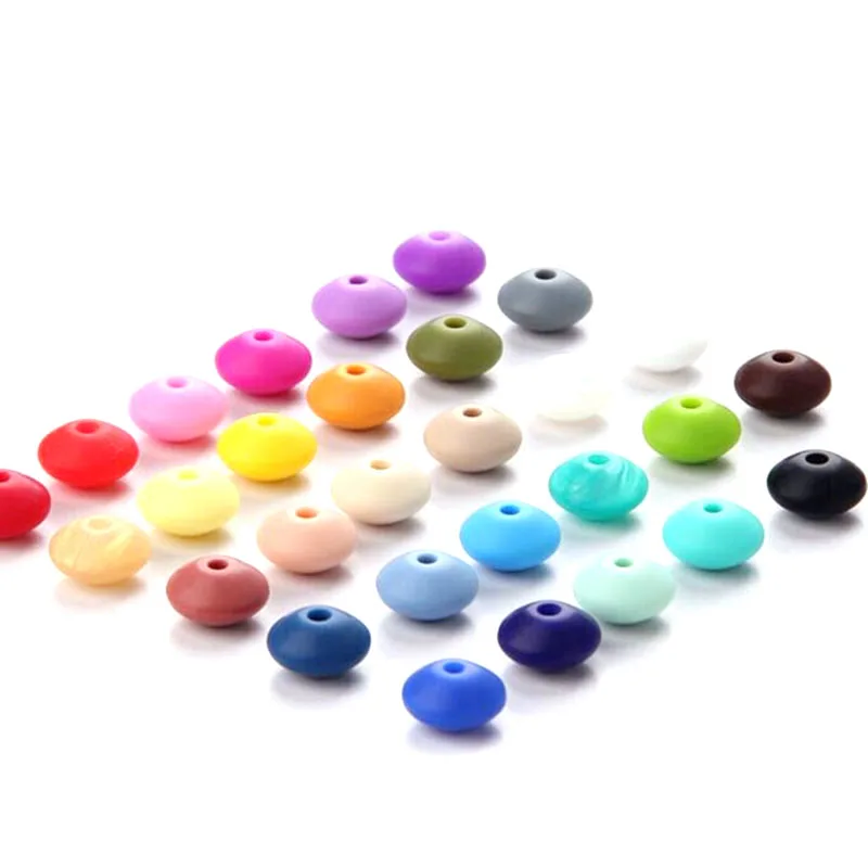 

100Pcs Teething Silicone Beads Lentil Abacus 12 X 6Mm Bpa Free Tooth Diy Teether Necklace Bead Jewelry Baby Toys Baby Care