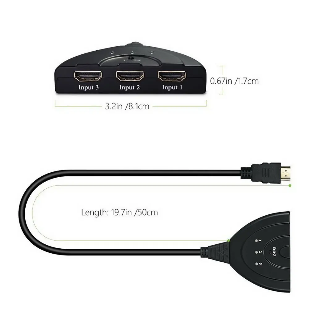 3 порта Переходник HDMI разветвитель мини кабель HDMI коммутатор 1080P коммутатор 3 в 1 выход порт концентратор для HDTV для PS3 PS4