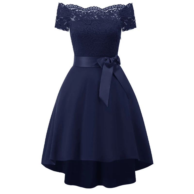 Dark Blue Вечернее платье ассиметричного кроя розовое платье подружки невесты пояса элегантные платья de Fiesta Robe de Soiree Abendkleid DN-1613 - Цвет: Dark Blue