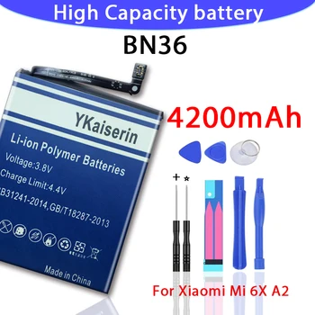 

For Xiao Mi High Capacity Battery BN36 4200mAh for Xiaomi Mi6X Mi 6X MiA2 Mi A2 High Quality Phone Replacement Batteries