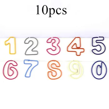 

10pcs 0-9 Digits Number Paper Clips Metal Bookmark Photo Memo Message Clear Binder Clips Kid Stationery Office Binding Supply