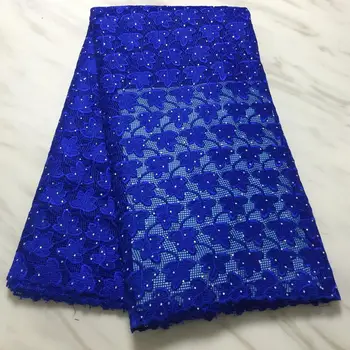 

big hole hollow out net fabric water soluble lace with stones 5Y high grade latest 2020 swiss african cord lace fabric for party