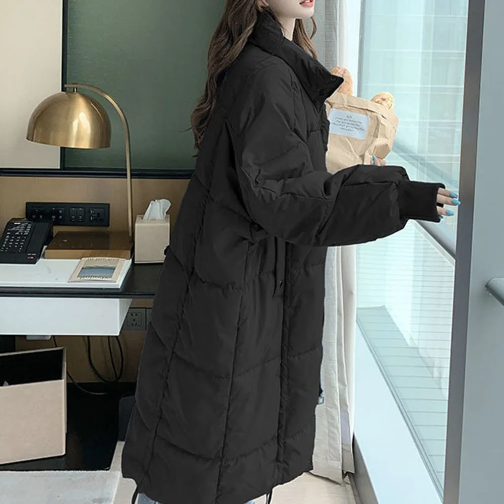 

Down Jeckets 2020 New Parkas Women Fashionable Long Plus Velvet Thicken Overcoat Korean Cotton Padded Solid Color Casual Winter