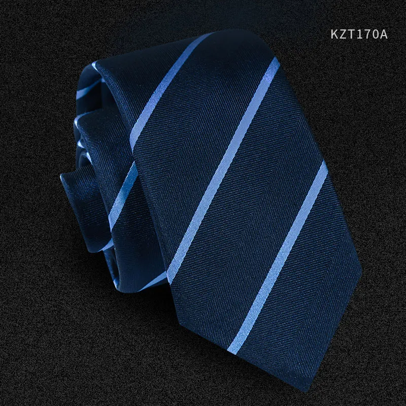 KZT170A Высокое качество новые дизайнерские бренды модные деловые 7 см тонкие галстуки для мужчин шелковый полосатый галстук для работы свадебные с подарочной коробкой - Цвет: KZT170A