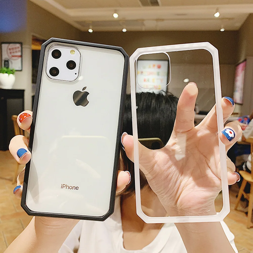 Роскошный прозрачный однотонный акриловый чехол для телефона для iphone6 6s 7 8 plus x xs xr xsmax 11 pro max Чехол для мобильного телефона