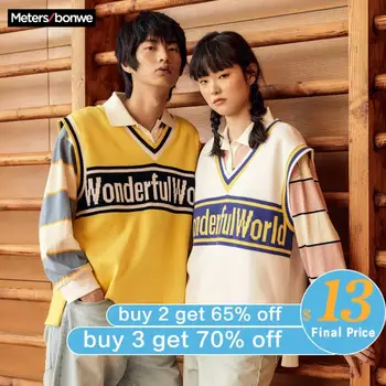 

Metersbonwe sweater Vest Oversize for Women spring 2020 new Couple literary trend student sleeveless sweater Female