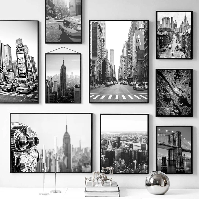 Art & Collectibles New York City Print Black and White Downtown New