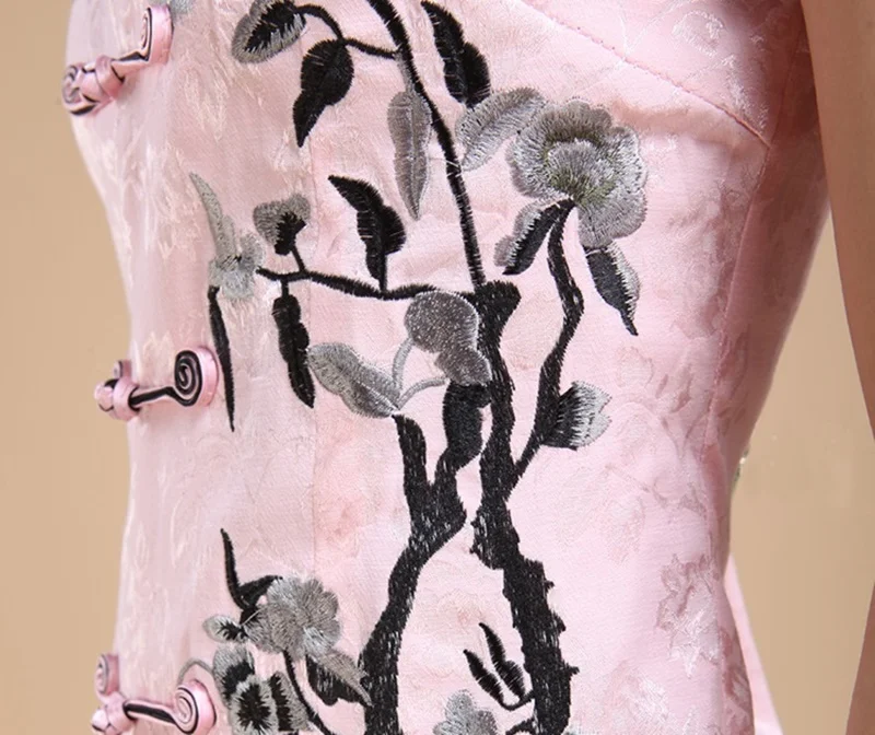 Женская одежда в китайском стиле для пожилых женщин, Топ Cheongsam с коротким рукавом, винтажная блузка, традиционная китайская рубашка TA1794