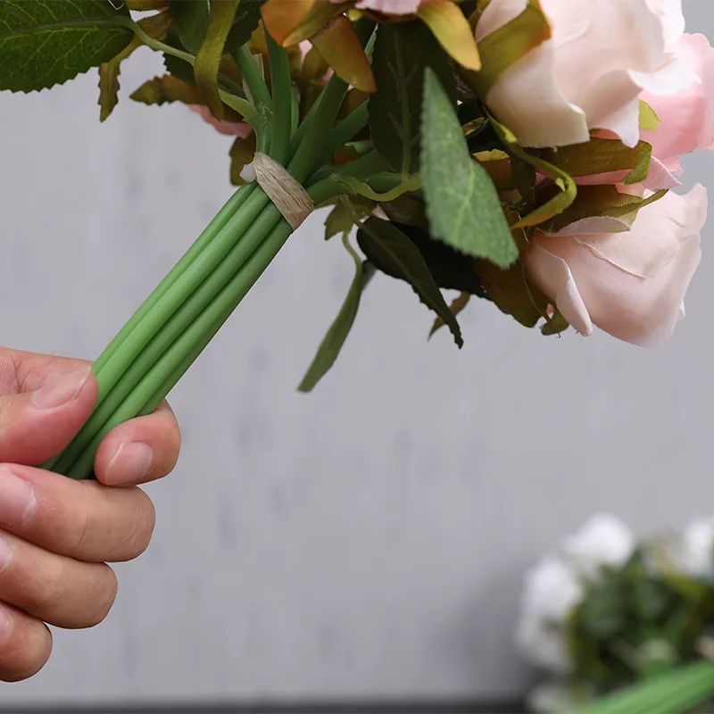 JAROWN 12 Heads Rose Artificial Rose Bouquets Simulation Silk Fake Flowers Wedding Decoration Holding Flowers Home Decor Flores (25)