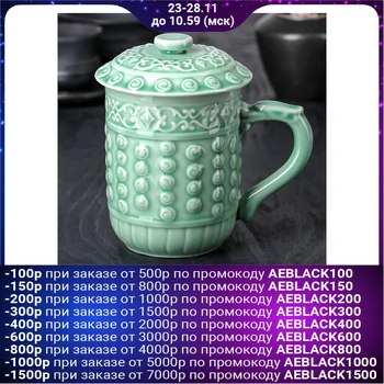 

Mug with lid 500 ml "ethnic", color green