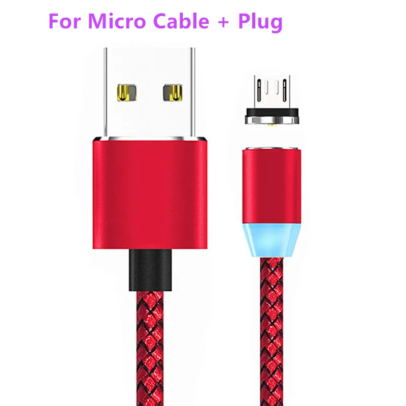 Red For Micro Магнитный usb-кабель Магнитный штекер USB type C Micro usb IOS разъем для Oppo F9 huawei P10 Lite Honor 8x samsung A70 A50 S9 S10 Tipo C - Цвет: Red For Micro