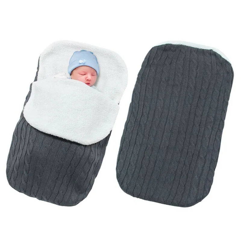 Для новорожденных мальчиков и девочек зимний теплый вязаный крючком пеленать для завёртывания для пеленания одеяло милый спальный мешок одежда для сна