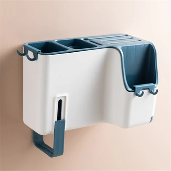 

Multi-function Wall-mounted Storage Box Punch-free Cutlery Holder Chopsticks Tube Home Drain Rack Chopsticks Spoons Forks Holder