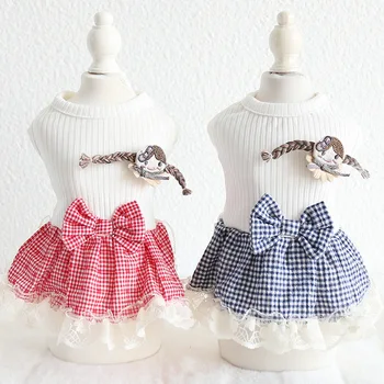 

DannyKarl New 2020 Petstyle Spring And Summer Little Girl Plaid Skirt Sweet Dress Dog Clothes Cat Skirt