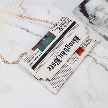 

Women Joker Messenger Bag Chain Shoulder Bag Personality Fashion Small Square Newspaper News Styling Bags Bolso Mujer