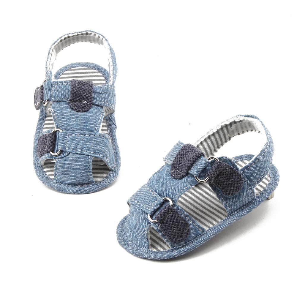 Blue sandals Детская обувь для новорожденных с мягкой подошвой из хлопка с надписью Love Mom; с фабрики; детская обувь - Цвет: Blue sandals