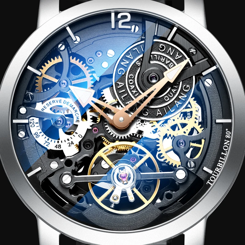 AILANG дизайн часы Автоматические турбийон наручные часы для мужчин montre homme механические кожаные пилот дайвер Скелет