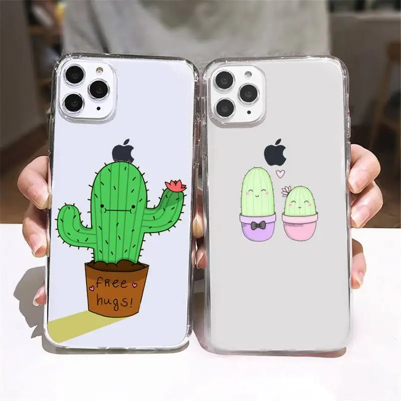 

Cute plant cortoon cactus Phone Case Transparent soft For iphone 5 5s 5c se 6 6s 7 8 11 12 plus mini x xs xr pro max