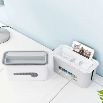 

Flame Retardant ABS Power Strip Storage Box Cable Winder Organizer Cable Management box with Holder and Cover for Home Safety