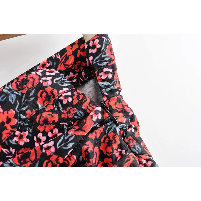 Модная плиссированная узкая мини-юбка с цветочным принтом, Женская Шикарная стильная мини-юбка