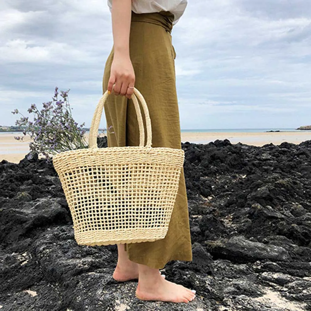 Женская сумка из ротанга Boho большая плетеная Сумка через плечо в стиле ретро