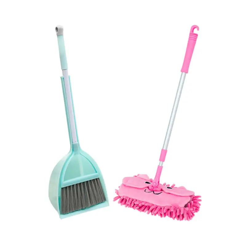 Детская Чистящая кухня метла игрушка ролевые игры Набор Швабра Handbroom Совок ребенок косплей бесные игрушки - Цвет: Розовый
