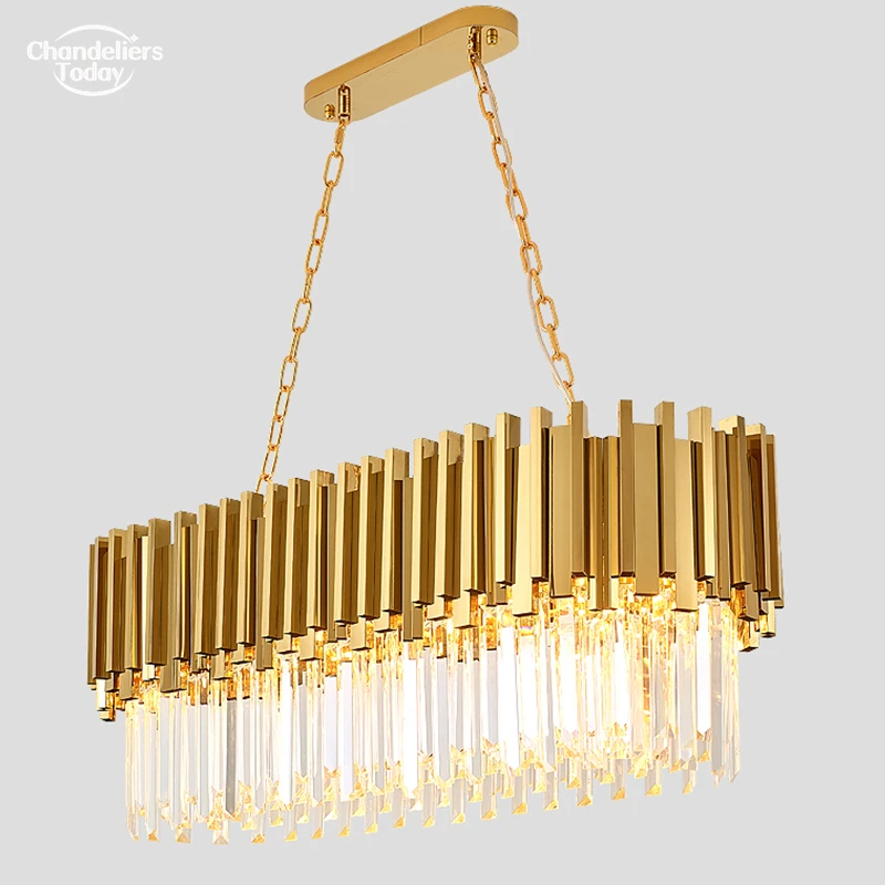 

Modern Oval Crystal Chandelier Lighting Fixture Luxury Contemporary Chandeliers Pendant Hanging Light for Home Restaurant Decor