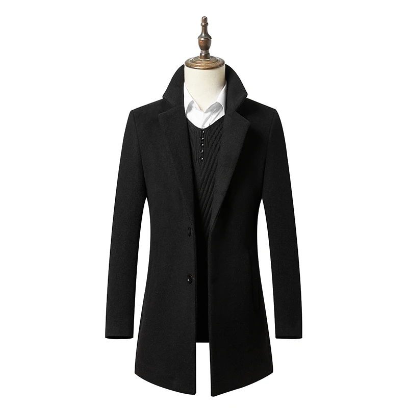 Зимнее Мужское пальто Модная брендовая одежда флисовое теплое шерстяное пальто мужское шерстяное пальто 8811