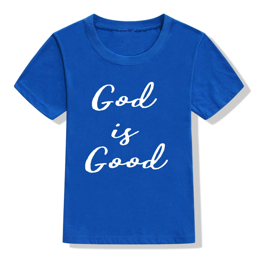 Детская рубашка с надписью «God Is Good» Детская рубашка в христианском стиле футболки с верой для мальчиков и девочек Детские Христианские Футболки унисекс - Цвет: 53J4-KSTBU-