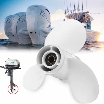 

Outboard Propeller 683-45943-00-EL 9 1/4 x 10 1/2 White For Yamaha 9.9-20HP Aluminum Alloy R-Rotation 3 Blades 8 Spline Tooths