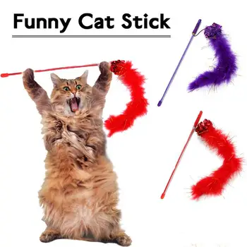 

1Pc Creative Cat Interactive Toy Stick Feather Wand Creative Cat Tickle Stick 30CM Long Feather Colorful Cat Teaser Toy Supplies