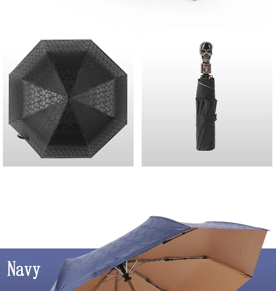 Модный креативный солнечный и дождливый Зонт с черепом, мужской деловой ветрозащитный зонт, Дамский автоматический солнцезащитный складной зонт