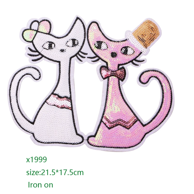 X1999 1 шт. Милая умная кошка значок с блестками вышитые железные нашивки для одежды DIY полосатая одежда Лоскутные наклейки на заказ значки - Цвет: X1999