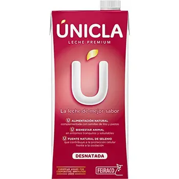 

Leche Premium Desnatada Unicla by Feiraco - PACK DE 30 BRICKS - TOTAL 30L DE LECHE - Leche de ganadería sostenible - Incluye
