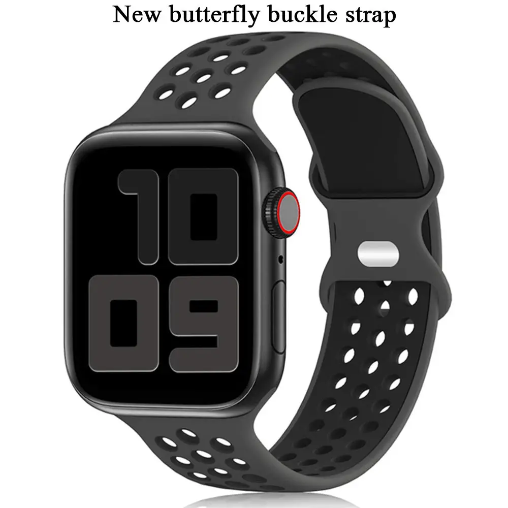 Ремешок спортивный для Apple Watch Band 6 SE 5 4 44 мм 40 силиконовый Воздухопроницаемый