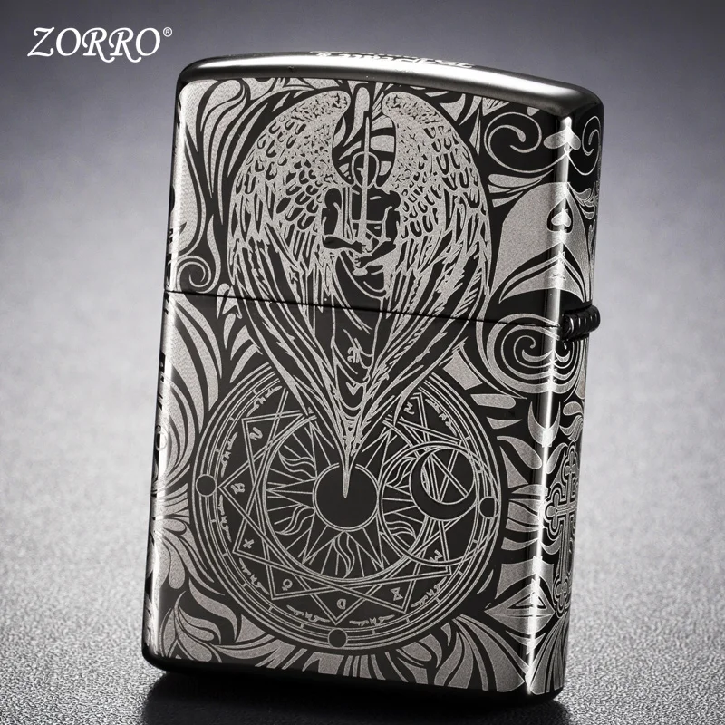 Zorro kerosene lighter wind proof retro grinding wheel personality guardian angel creative lighter gift for boyfriend