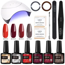 Azure beauty 14 шт./лот 36 Вт набор ламп для ногтей замачивающийся Полупостоянный светодиодный гель Блестящий цветной гель для ногтей маникюрный набор с базовым верхом