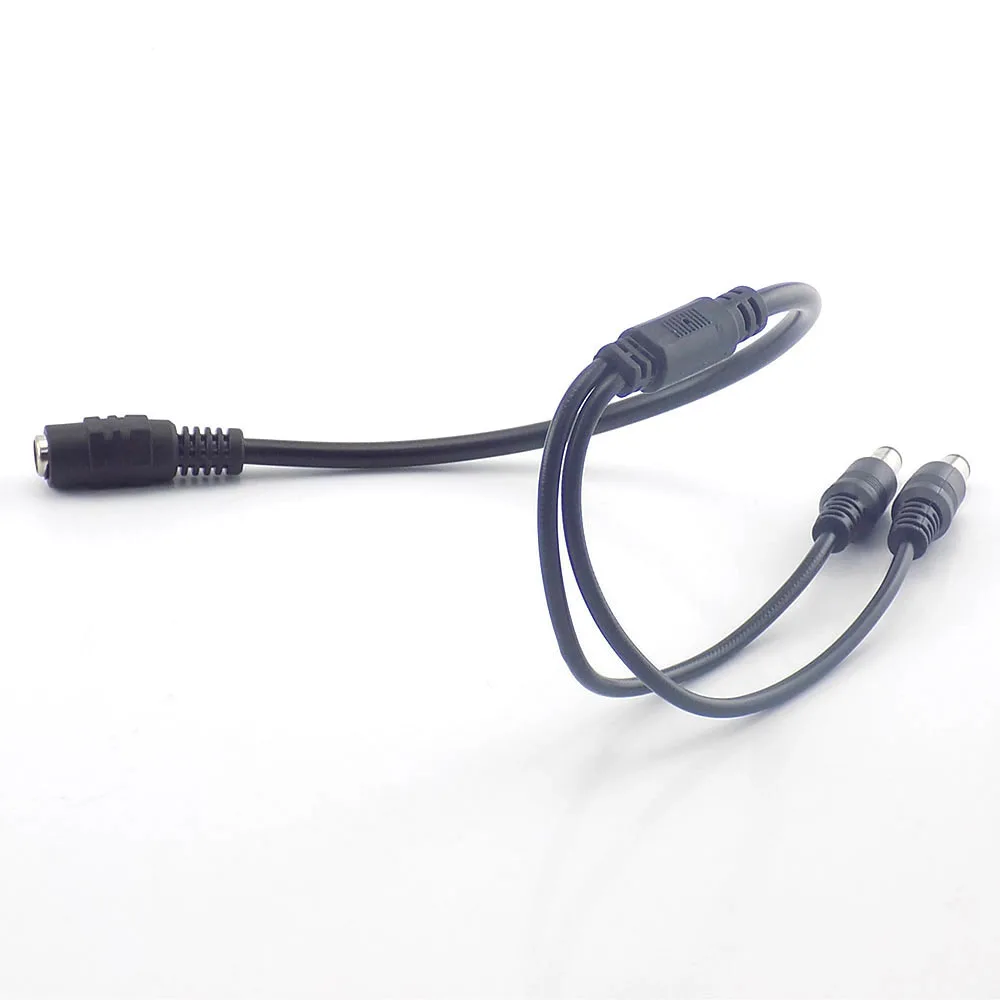 12 В постоянного тока 1 Женский до 2 штекерных разъемов разветвитель Кабель 5,5 мм X 2,1 мм DC Шнур от вилки для кабель для камеры cctv K15