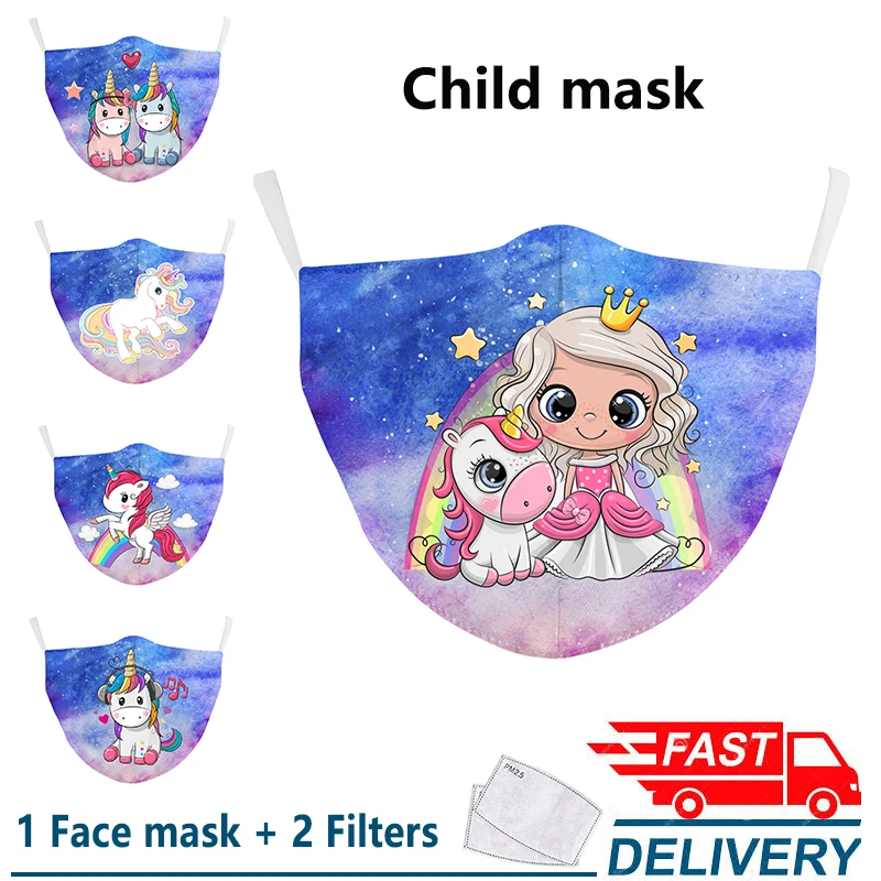 unicorn Kids Mask Rainbow Maiden Washable Children Girl Boy Reusable Cute Cartoon Masks Respirator Cover masque mascarilla | Красота и