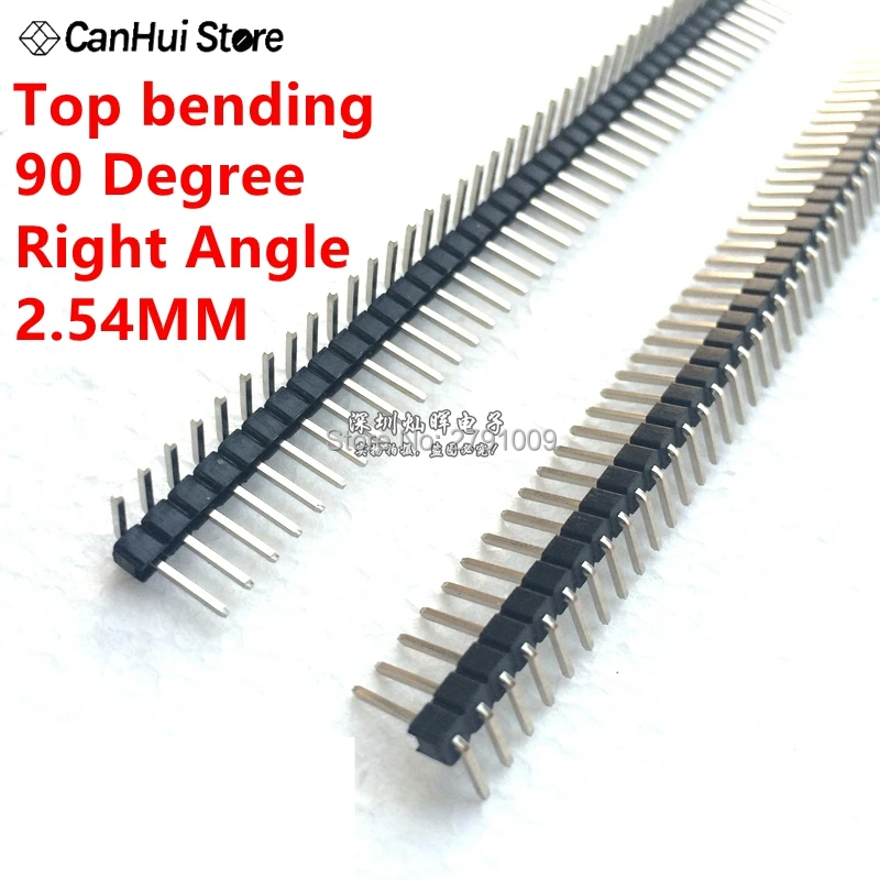 Pin Header Pcb Connector 2.54MM 1*40P 1X40P 90 degree Right angle Single Row Male Pin Header Positive/Reverse/Top bending PCB Board Connector Pinheader