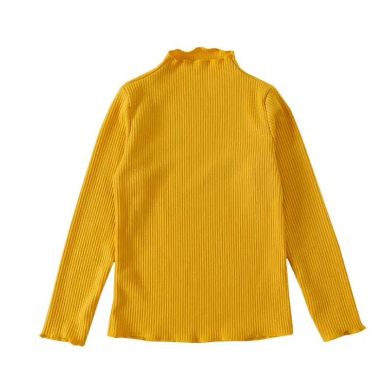 Yellow Футболка для девочек детские Осенние футболки с длинными рукавами детская одежда для девочек Универсальный хлопковый зимний топ, детская одежда на возраст 4, 6, 8, 10, 12 лет - Цвет: Yellow