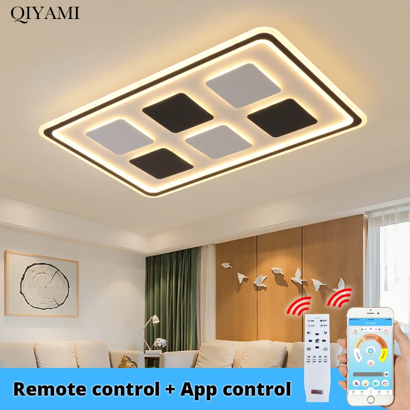 

Rectanglel/Square Modern Led Ceiling Lights For Living Room Bedroom Study Room Dimmable+RC Ceiling Lamp Fixtures