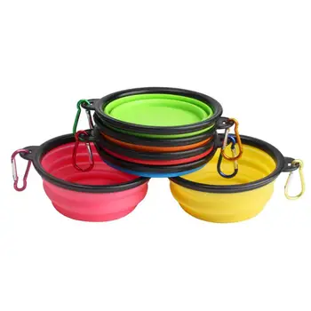 

outdoor Camping travel portable Folding Pet Bowl Dishes Pet Products Collapsible Pet Silicone Dog food bowl