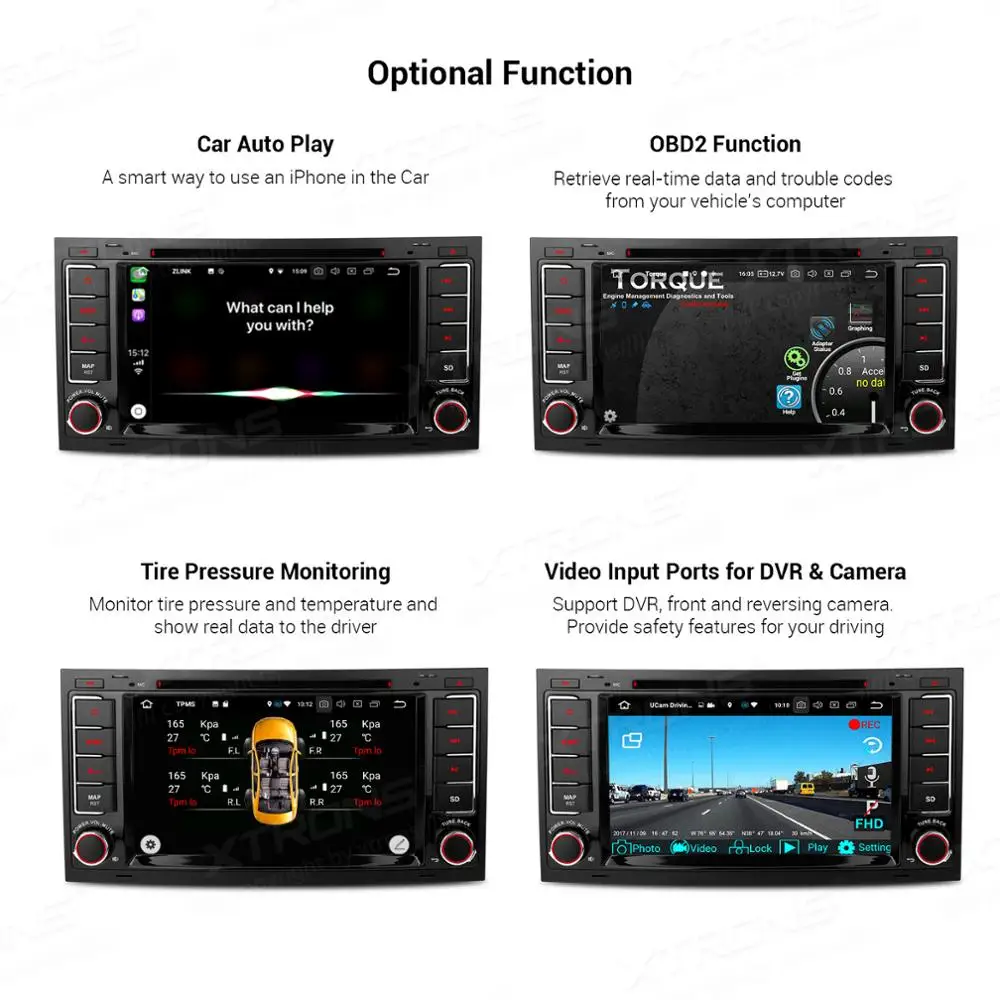 Best XTRONS 7" Android 9.0 Octa Core 64G ROM 4G RAM Car DVD Player Multimedia GPS System Custom Fit for Volkswagen 2004-2011 4