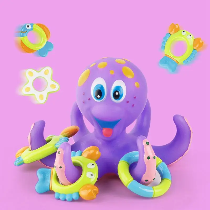 Octopus throwing circle small octopus kids bathing toy puzzle baby bath water toy octopus