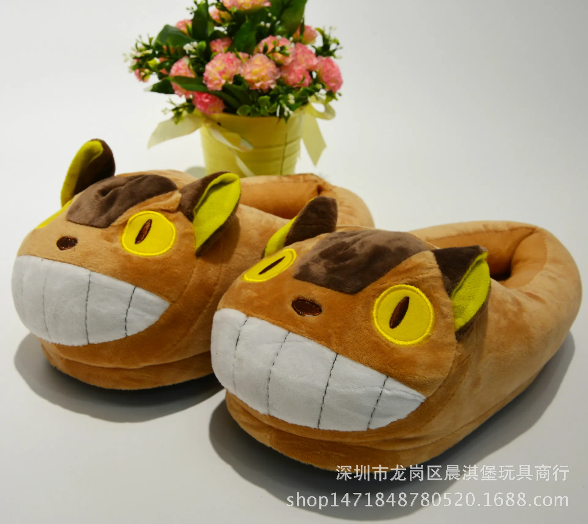 Милая зимняя обувь Totoro ba shi gato negro; плюшевая обувь с хлопчатобумажными стельками; домашняя обувь; теплая обувь