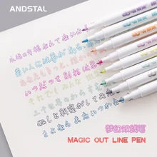 Andstal เส้นคู่ Art Markers ปากกา DOMI OUT Line Liner MARKER Fineliner ประดิษฐ์ตัวอักษรปากกาสีปากกาวาดภาพ(China)
